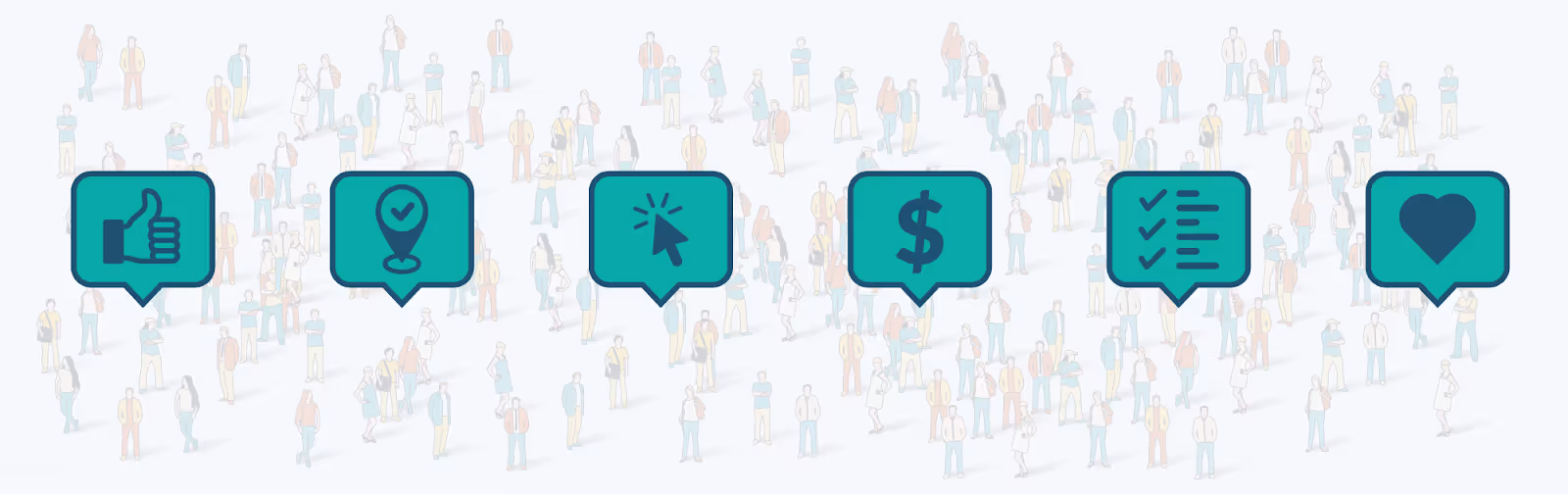 Segmentation icons overlaid on a crowd of people