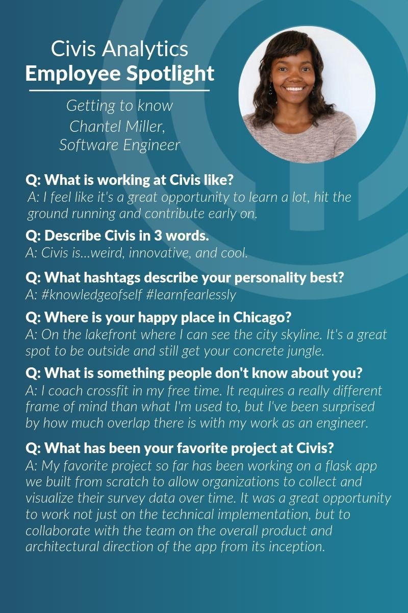 Civis Analytics Employee Spotlight: Getting to know Chantel Miller, software engineer