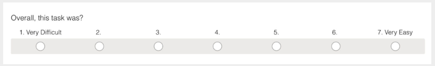 Likert scale asking how difficult this task was