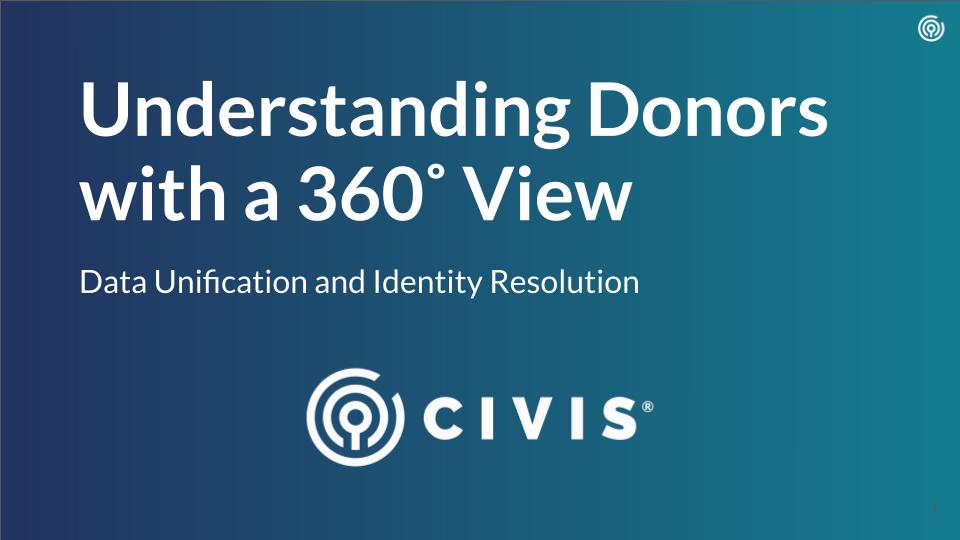 Understanding Donors with a 360 view webinar cover image