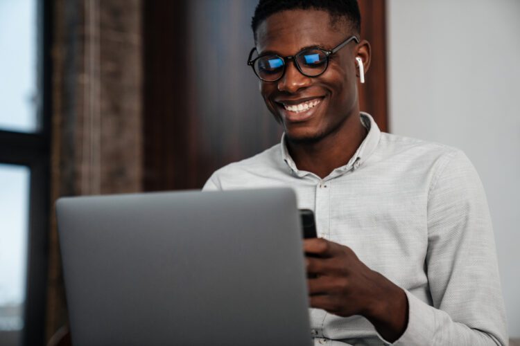 Businessman working at home