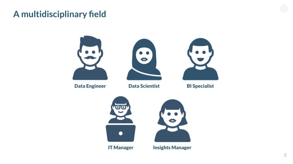 Cartoon picture of data team roles