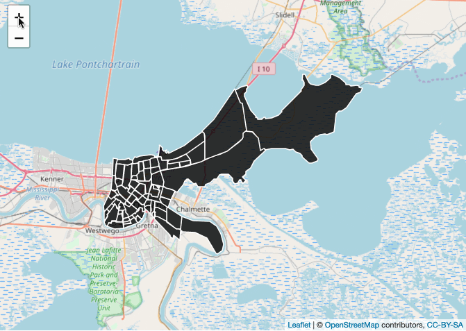 Animated gif showing the result of creating neighborhood shapes on top of the map
