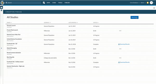 Animated gif of a user setting up a Creative Focus test