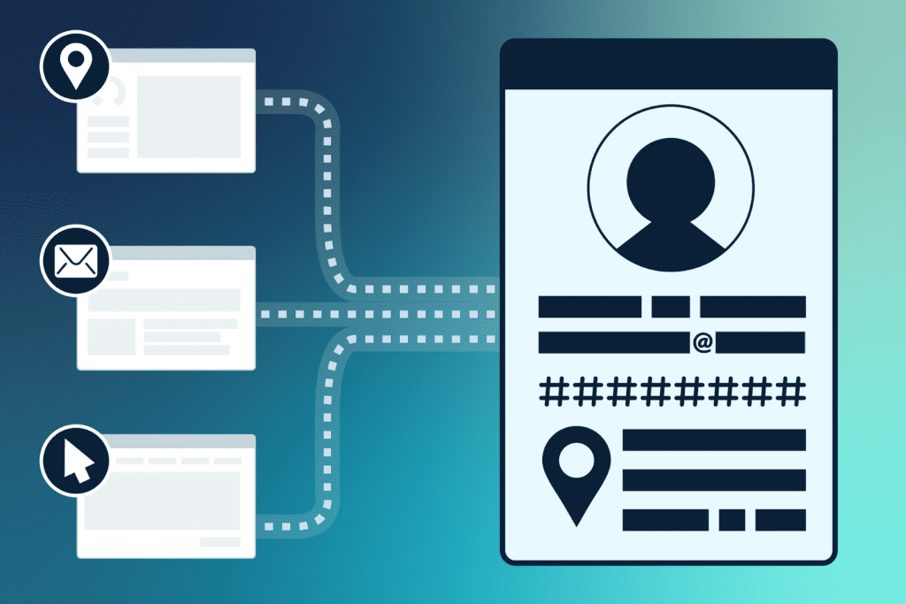 Illustration of behavioral and demographic data being added to a person's record