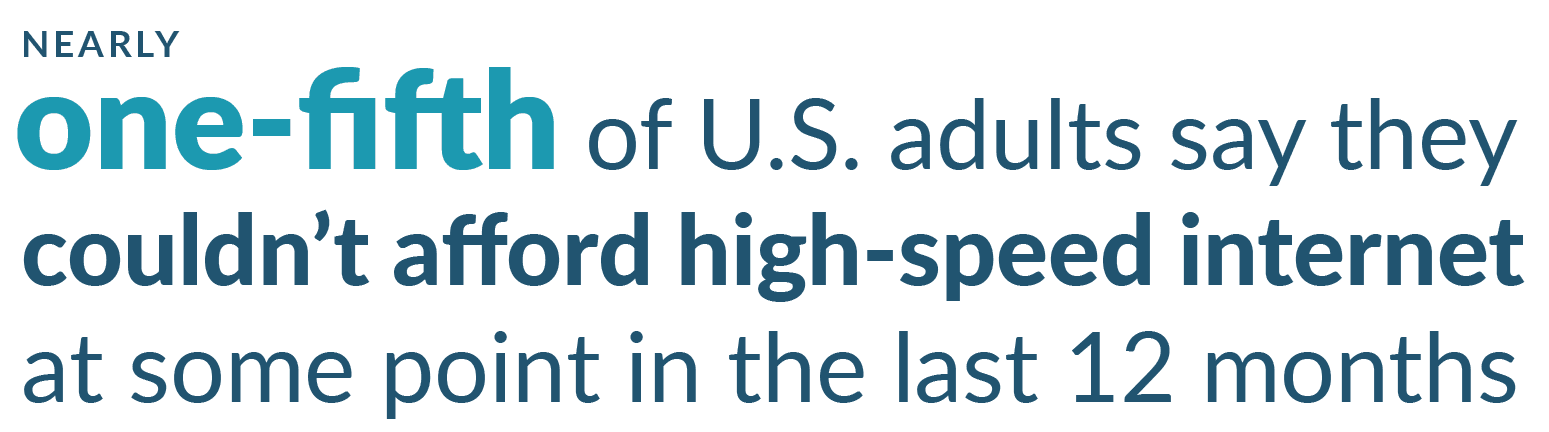 Pull quote: Nearly a fifth of U.S. adults have had trouble paying their internet bills in the last 12 months.