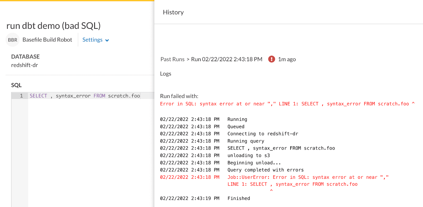 Output of the Python script to debug errors