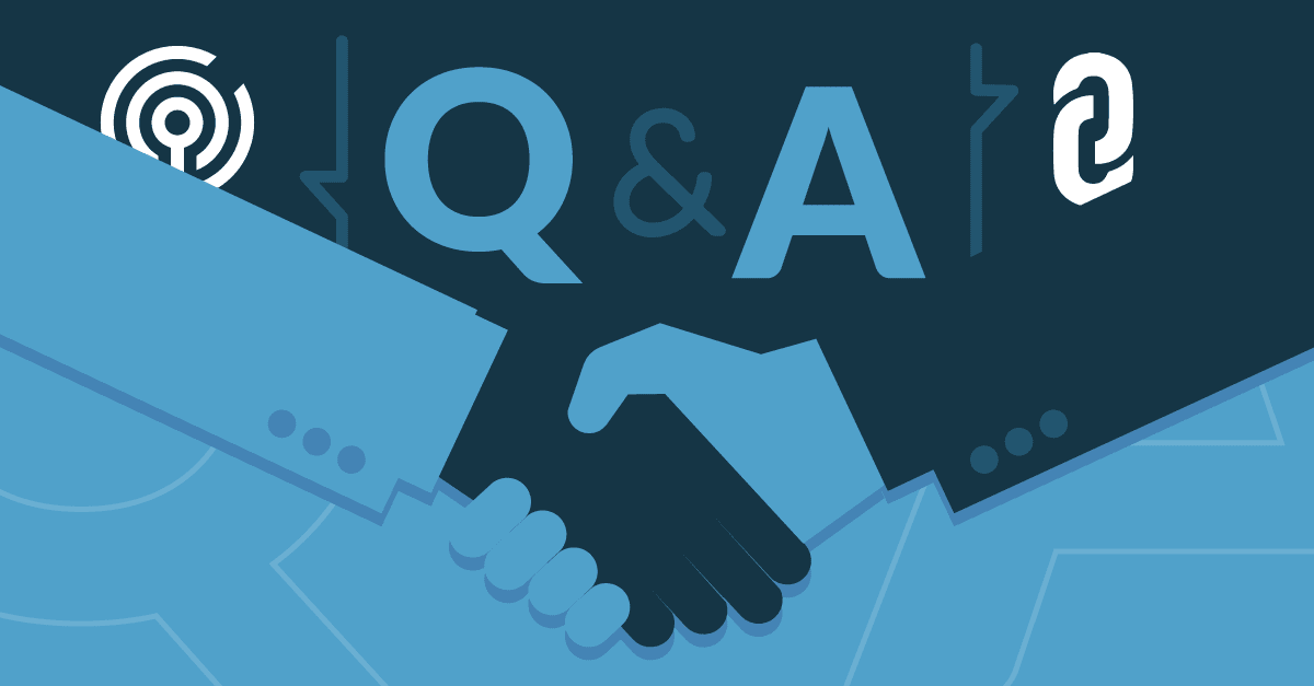 illustration of hands shaking with "Q&A" in the background