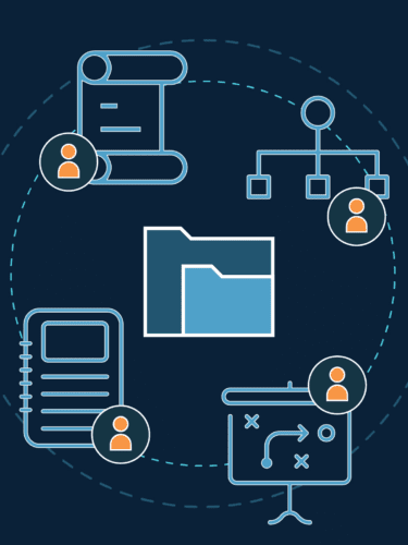 illustration of a group of icons with a user-icon assigned to each