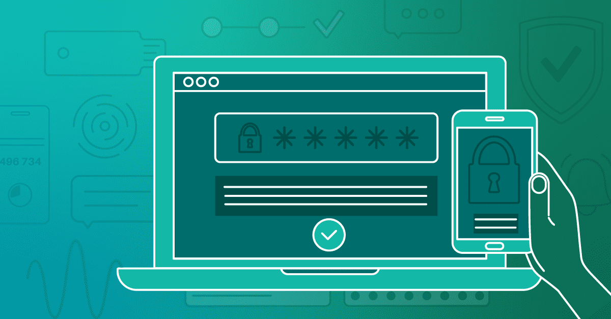 illustration of a laptop and a phone with a lock and password