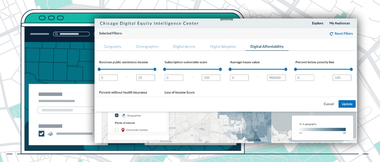 Some of the filterable options for our DEIC tool.